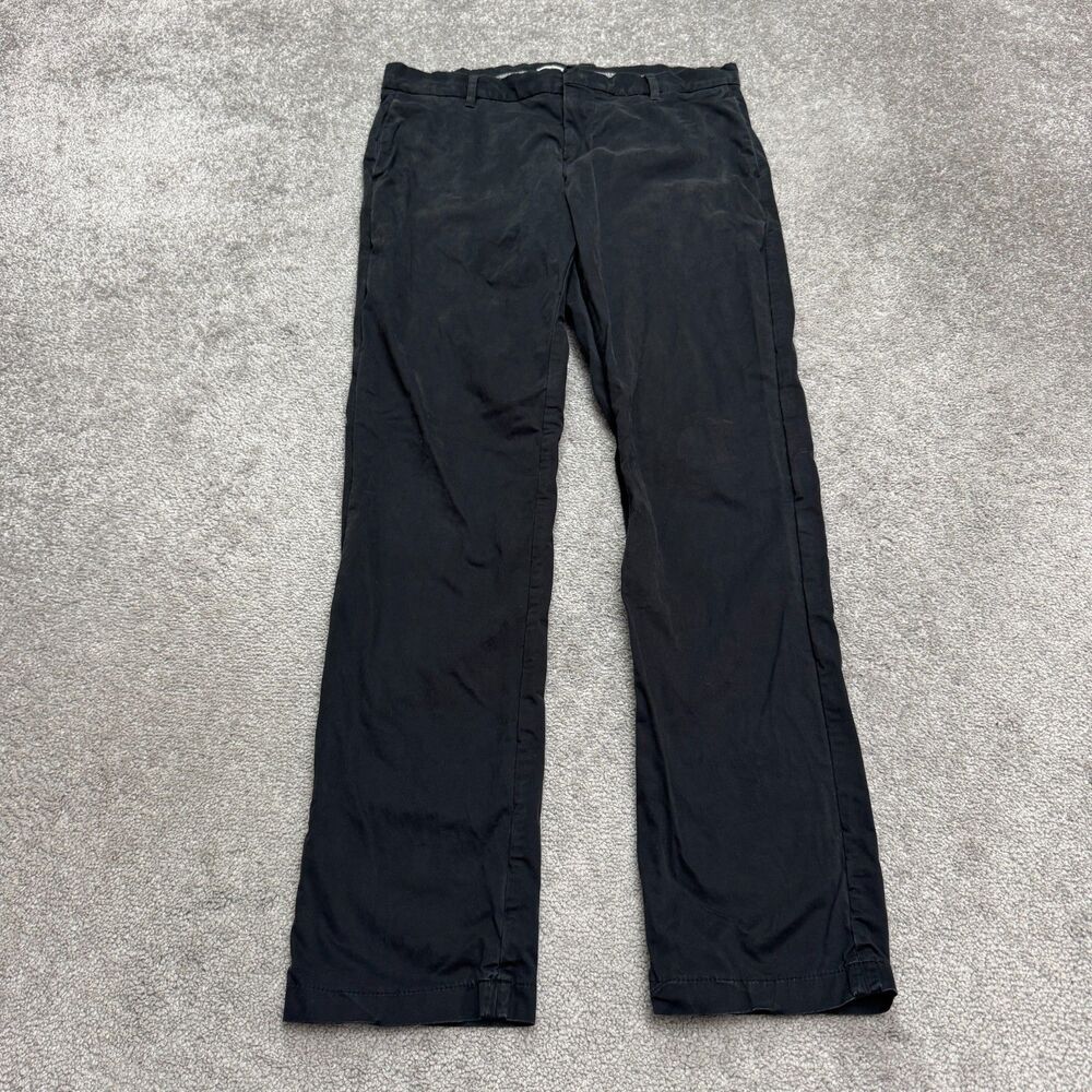 Etiqueta Negra Hombres Chino Pants Mens Medium Black Straight Leg Cotton 33x31
